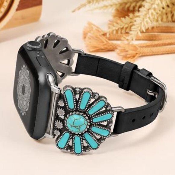 NEW Black Leather Stylish Apple Watch Band main image 5